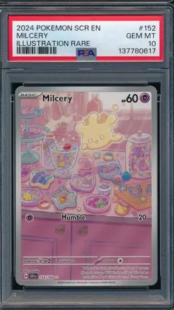 Milcery Illustration Rare Pokemon Scr En-Stellar Crown 152 NM PSA 10 - Image 1