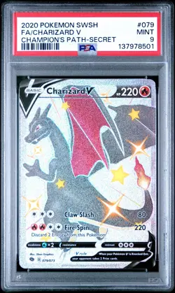 Pokemon TCG Charizard v Champions Path Holo Card 079/073 Secret Rare, PSA 9 - Image 1
