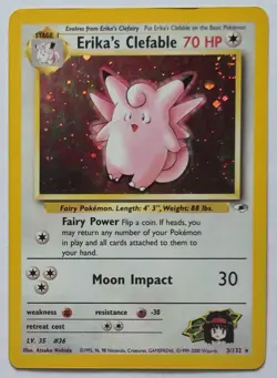 Erika's Clefable Pokemon Gym Heroes 3/132 Holo Rare Pokemon TCG Card - Image 1