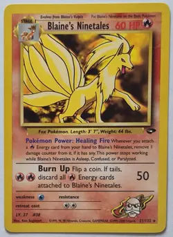 Blaine's Ninetales Pokemon Gym Challenge 21/132 Pokemon TCG Card - Image 1