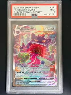 2021 POKEMON SWORD & SHIELD FUSION STRIKE SECRET #271 FULL ART/GENGAR VMAX PSA 9 - Image 1