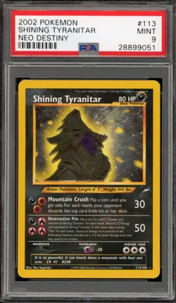 Pokemon Shining Tyranitar Neo Destiny Unlimited Holo Secret Rare #113 PSA 9 Mint - Image 1
