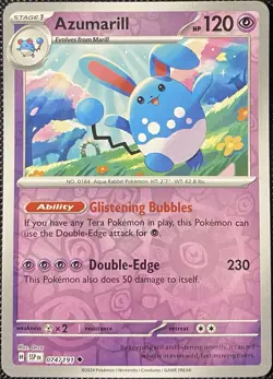 Azumarill 074/191 Surging Sparks Reverse Holo - Pokemon Card - Image 1