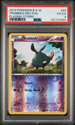 2013 POKEMON B&W PLASMA STORM #64 TRUBBISH-REVERSE FOIL PSA 4 - Image 1