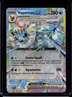 2025 Pokemon Prismatic Evolutions Vaporeon ex Double Rare #023/131 - Image 1