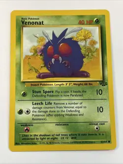 Venonat 63/64 Jungle Regular 1999 Unlimited Pokemon Game TCG - Image 1