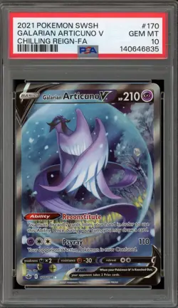 Pokemon Galarian Articuno V Chilling Reign Full Alt Art #170 PSA 10 Gem Mint - Image 1
