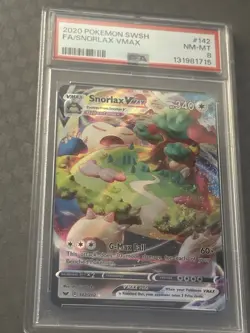 2020 Pokemon sword & shield FA SNORLAX VMAX PSA 8 #142/202 - Image 1
