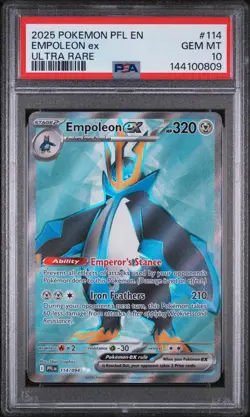 2025 POKEMON PFL EN-PHANTASMAL FLAMES ULTRA RARE #114 EMPOLEON EX PSA 10 - Image 1