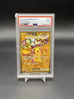 2024 POKEMON SURGING SPARKS HYPER RARE 247/191 PIKACHU EX PSA 9 MINT - Image 1