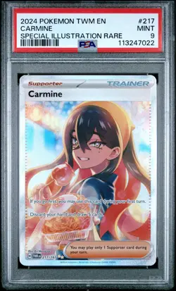 2024 POKEMON TWM EN-TWILIGHT MASQUERADE SPECIAL ILLUSTRATION RARE CARMINE PSA 9 - Image 1