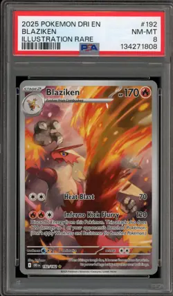 Pokemon Blaziken Destined Rivals Illustration Rare #192 PSA 8 - Image 1