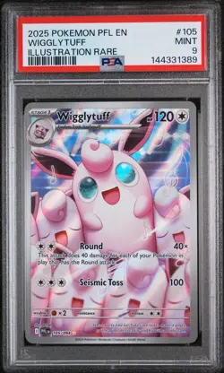 2025 Pokemon Pfl En-Phantasmal Flames #105 Wigglytuff Illustration Rare PSA 9 - Image 1
