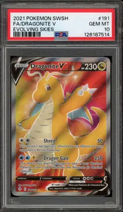 Pokemon Dragonite V Evolving Skies Full Art #191 PSA 10 Gem Mint - Image 1