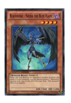 Yugioh- 1X Blackwing - Shura the Blue Flame - Common - Limited - GLD3-EN025 - LP - Image 1