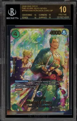 One Piece CCG Roronoa Zoro SP The Azure Seas Seven PRB02-006 BGS 10 BLACK LABEL - Image 1