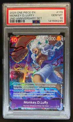 2025 One Piece 2nd Anniversary Set Monkey D Luffy #OP05-119 SEC PSA 10 - Image 1