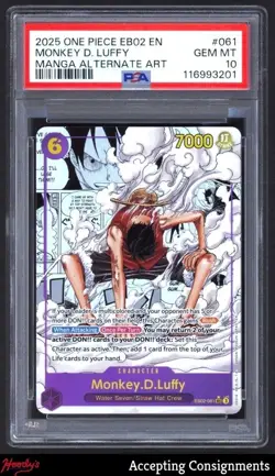 2025 One Piece Anime 25th Collection #EB02 Monkey D. Luffy MANGA ART SP PSA 10 - Image 1