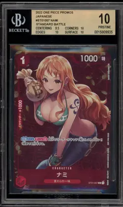 One Piece CCG Nami Standard Battle Japanese Promo ST01-007 BGS 10 Pristine - Image 1