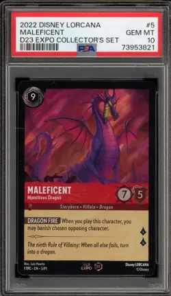Disney Lorcana Maleficent Dragon D23 Expo Set 1st Edition Holo Promo 5/P1 PSA 10 - Image 1