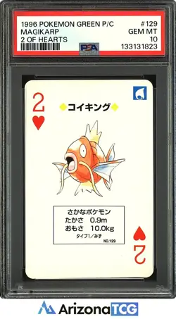 Pokemon 1996 Magikarp 129 2 Of Hearts Green Playing Card Japanese PSA 10 - Image 1