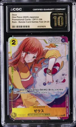 2025 ONE PIECE JPN RARE BANDAI CARD GAME #OP11-106 ZEUS CGC 10 PRISTINE - Image 1