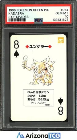 Pokemon 1996 Kadabra 064 8 Of Spades Pokemon Green Playing Card Japanese PSA 10 - Image 1
