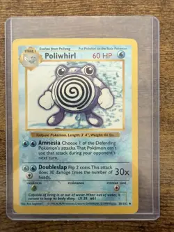 Never Played Poliwhirl - 13/102 - Pokemon Base Set Shadowless Rare Card WOTC - Image 1