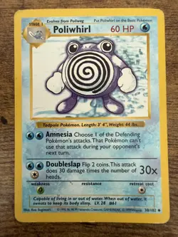 Never Played Poliwhirl - 13/102 - Pokemon Base Set Shadowless Rare Card WOTC - Image 3