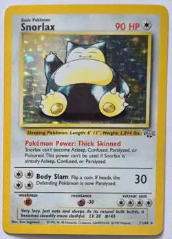 Snorlax Pokemon Jungle 11/64 Holo Unlimited Rare Pokemon TCG Card - Image 1