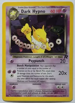 Dark Hypno Pokemon Team Rocket 9/82 Unlimited Holo Rare Pokemon TCG Card - Image 1