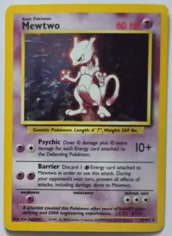 Mewtwo Pokemon Base Set 10/102 Holo Rare Unlimited Pokemon TCG Card - Image 1