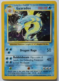 Gyarados Pokemon Base Set 6/102 Holo Rare Pokemon TCG Card - Image 1