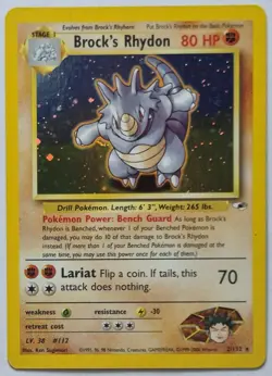 Brock's Rhydon Pokemon Gym Heroes 2/132 Pokemon TCG Card - Image 1
