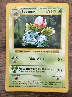 Never Played Ivysaur 30/102 Base Set (Shadowless) Uncommon Pokemon Card NM/NP - Image 3
