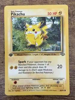 Never Played. Vintage 1st Edition Pikachu Pokemon Card Jungle 60/64 - EXCELLENT - Image 3