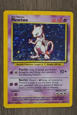 Mewtwo 10/102 Base Set Holo Pokemon Card WOTC Vintage - Image 1