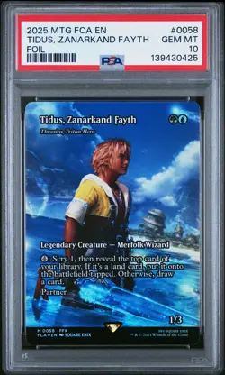 2025 MTG FINAL FANTASY THROUGH THE AGES FOIL #0058 TIDUS, ZANARKAND FAYTH PSA 10 - Image 1