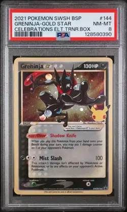 2021 POKEMON SWSH BLACK STAR PROMO #144 GRENINJA-GOLD STAR PSA 8 - Image 1