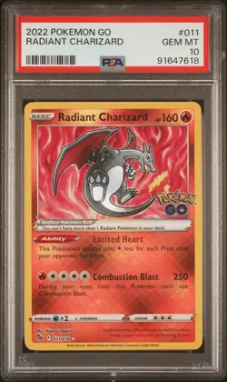 PSA 10 2022 Pokemon Go #011 Radiant Charizard - Image 1