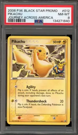 Pokemon Pikachu Journey Across America 10th Ann. Black Star Promo #012 PSA 8 - Image 1
