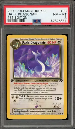 Pokemon Dark Dragonair Team Rocket 1st Edition #33 PSA 8 - Image 1