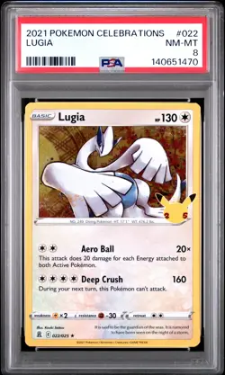 2021 POKEMON CELEBRATIONS #022 LUGIA PSA 8 - Image 1