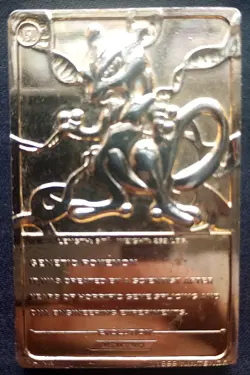 1999 Burger King Limited Edition Pokemon Trading Card 23K Gold Plated Mewtwo - Image 3