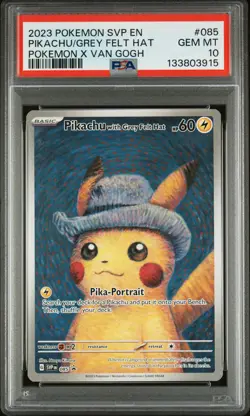 2023 POKEMON SVP POKEMON X VAN GOGH #085 PIKACHU WITH GREY FELT HAT PSA 10 - Image 1