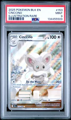 2025 POKEMON BLK EN-BLACK BOLT ILLUSTRATION RARE #153 CINCCINO PSA 9 - Image 1
