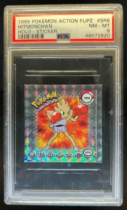 1999 Pokemon Action Flipz Hitmonchan Holo Sticker #SR6 PSA 8 - Image 1
