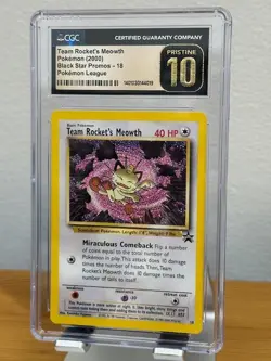 MEOWTH 2000 POKEMON TEAM ROCKET'S BLACK STAR PROMO 18 CGC 10 PRISTINE - Image 1
