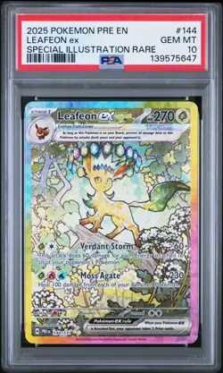 2025 POKEMON PRE EN-PRISMATIC EVOLUTIONS #144 LEAFEON EX PSA 10 - Image 1