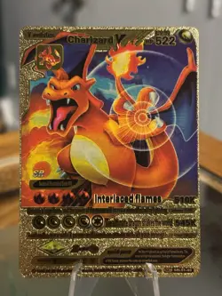 Pokemon Interlaced Flames Charizard V Gold Foil Card LV. 92 HP 522 Fan Art - Image 1